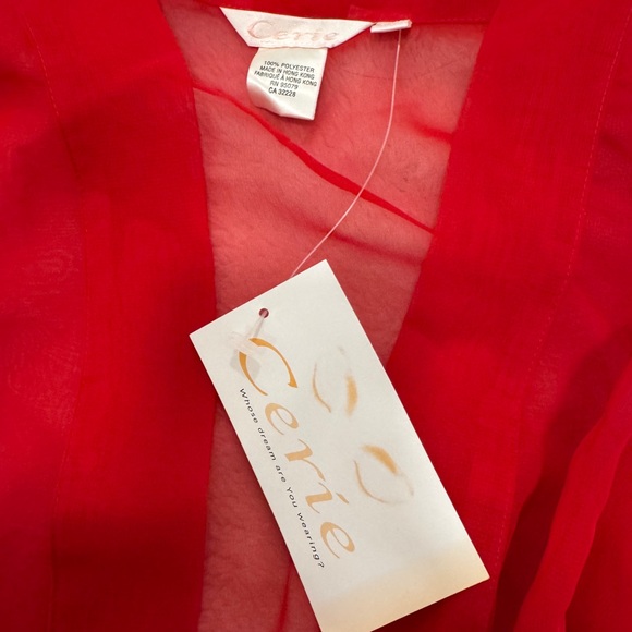 Sheer Red Tie-Front Cover-Up Robe - Picture 7 of 9